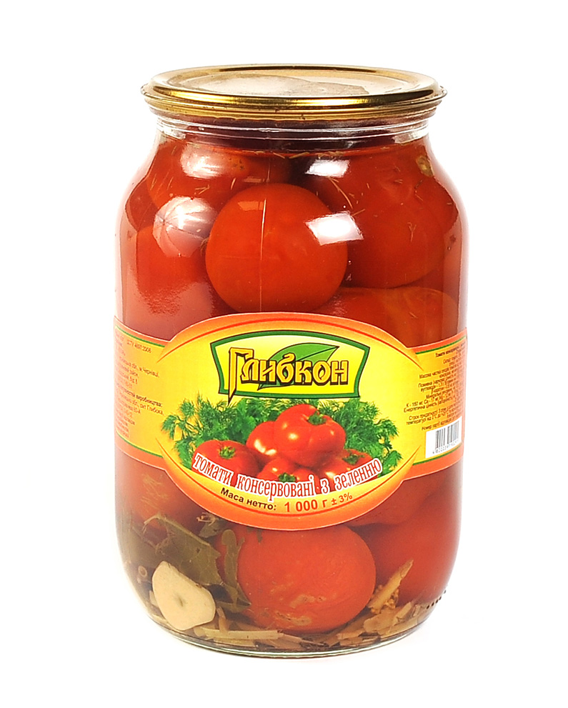 Томати консервовані Глибкон з оцтом 1000г